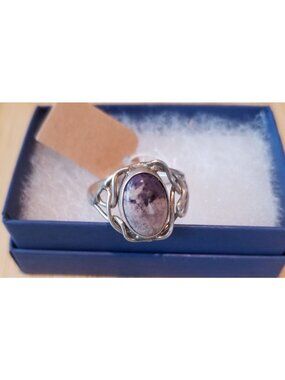 Ring Purple Charoite  Open Band  24 ct  4.8 Gr Size 11  15 mm x 12 mm  Harr  925